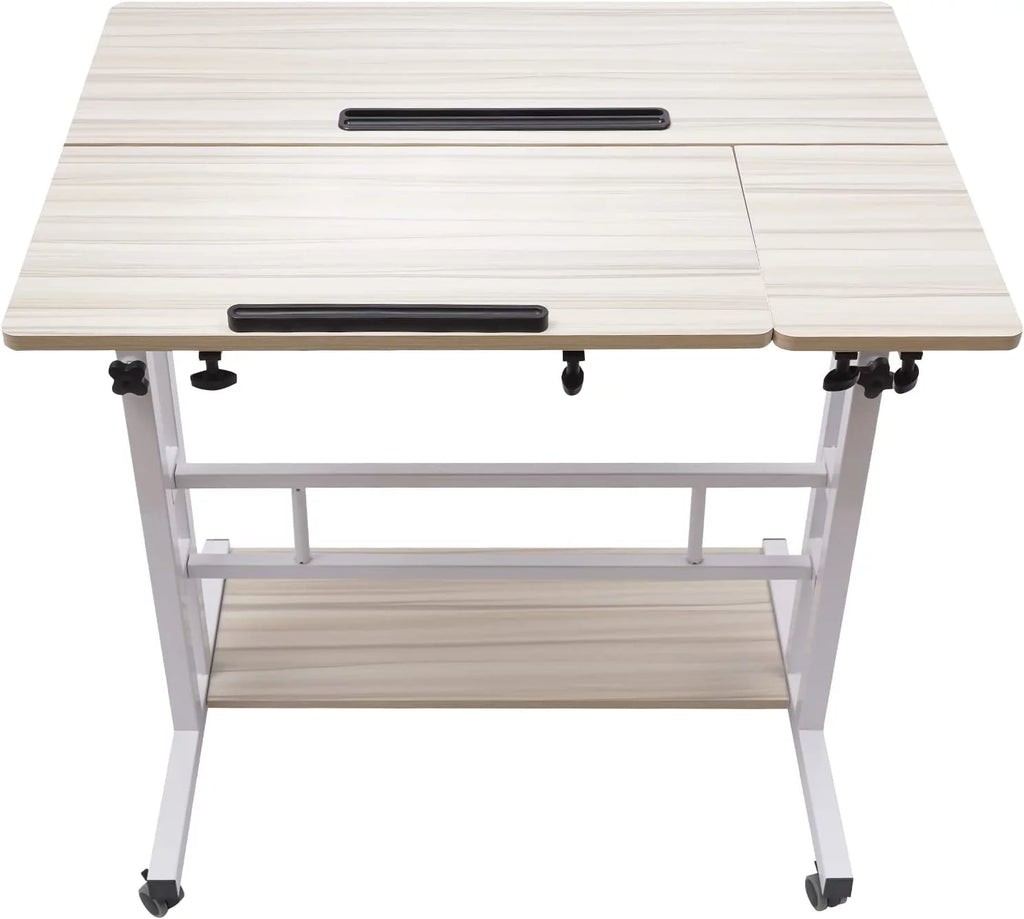Adjustable Mobile Stand Up Desk with Wheels White Q553
