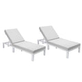 White Aluminum Outdoor Chaise Lounge Chair Set of 2 with Light Grey Cushions L796227