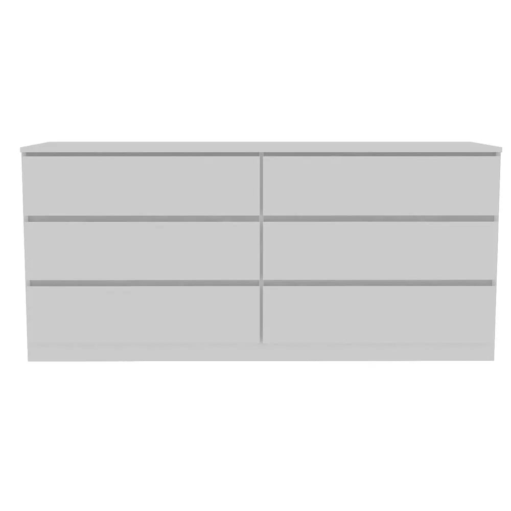Modern 6-Drawer Wood Double Dresser in White Q34209