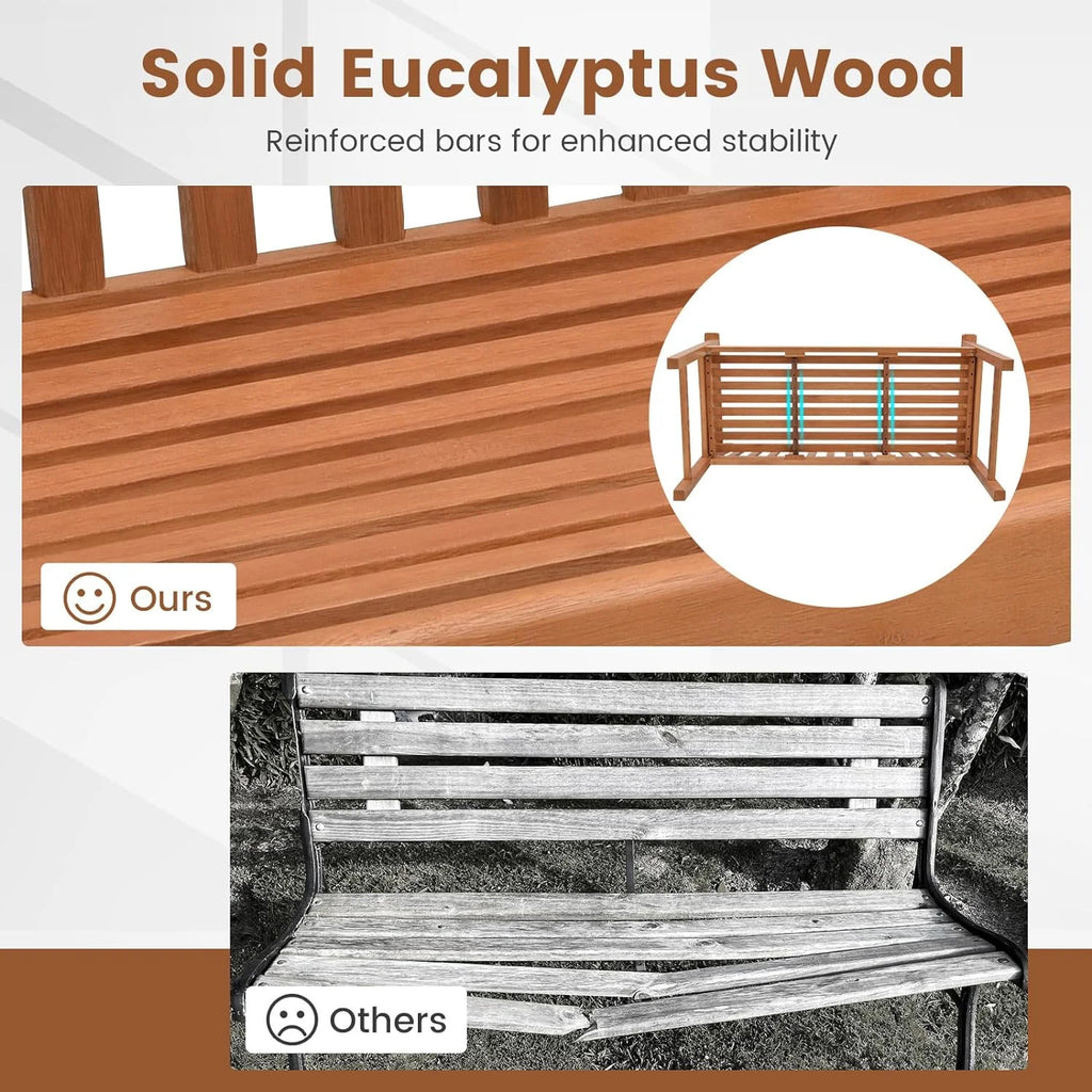 Eucalyptus Wood 2-Person Garden Bench with Backrest R103109