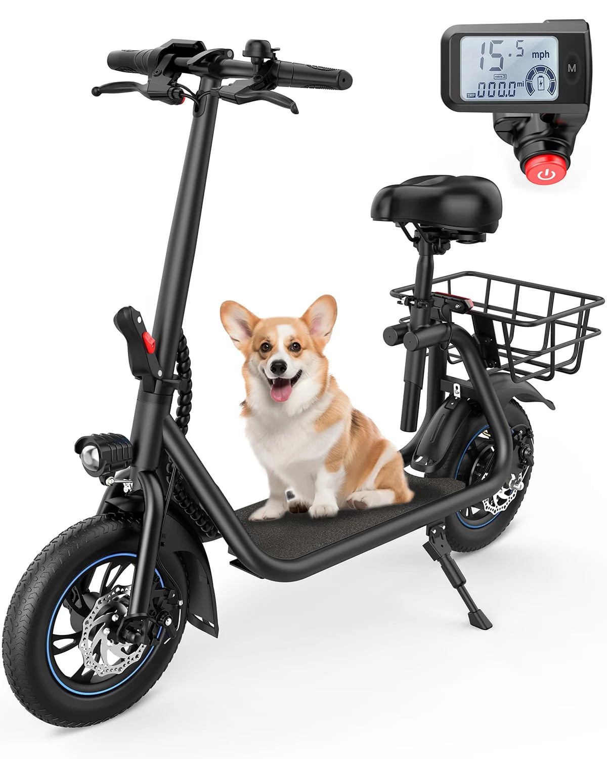 450W Electric Scooter with Seat and Basket R32408