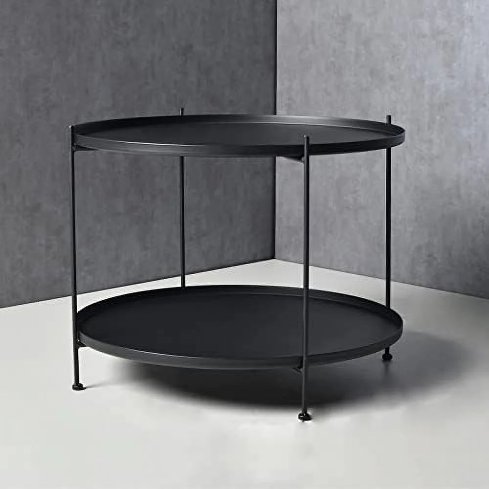 White 23.6 Inch Round Metal End Table T86513