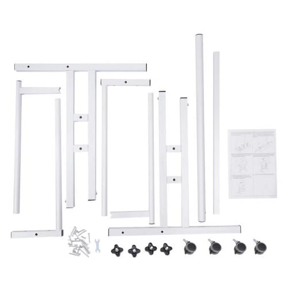 Adjustable Mobile Stand Up Desk with Wheels White Q553