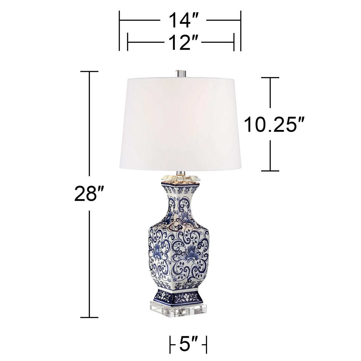 28" Tall Blue Floral Porcelain Table Lamp X664