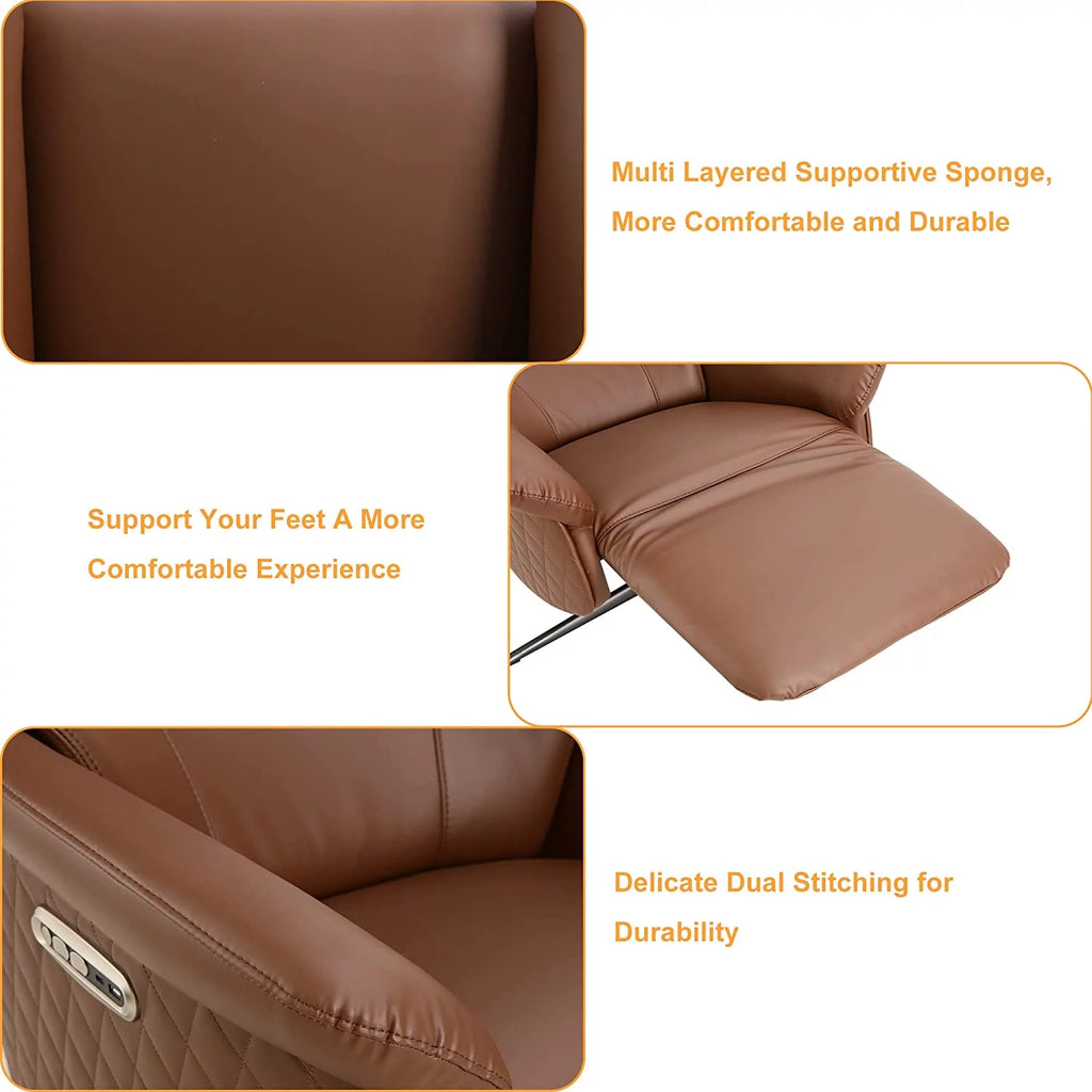 Power Recliner Chair with 2 Motor Swivel Electric Recliner with Powered Headrest Footrest USB Charging V11364