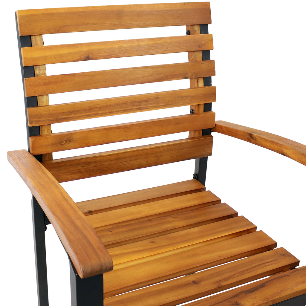 Set of 2 Acacia Wood and Steel Outdoor Patio Armchairs P815
