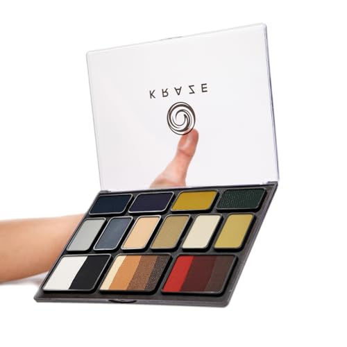 12 Color Water Activated Face Paint Palette with 2 Brushes E75669