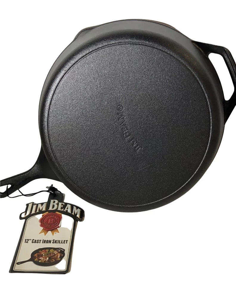 12" Black Cast Iron Round Skillet O795