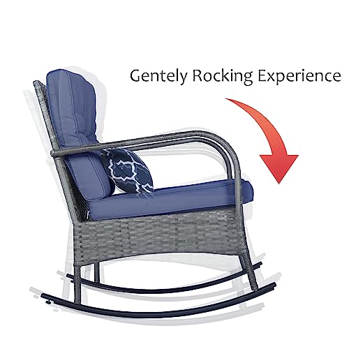 3 PCS Outdoor Rocking Chair Set with Cushions & Coffee Table Q633