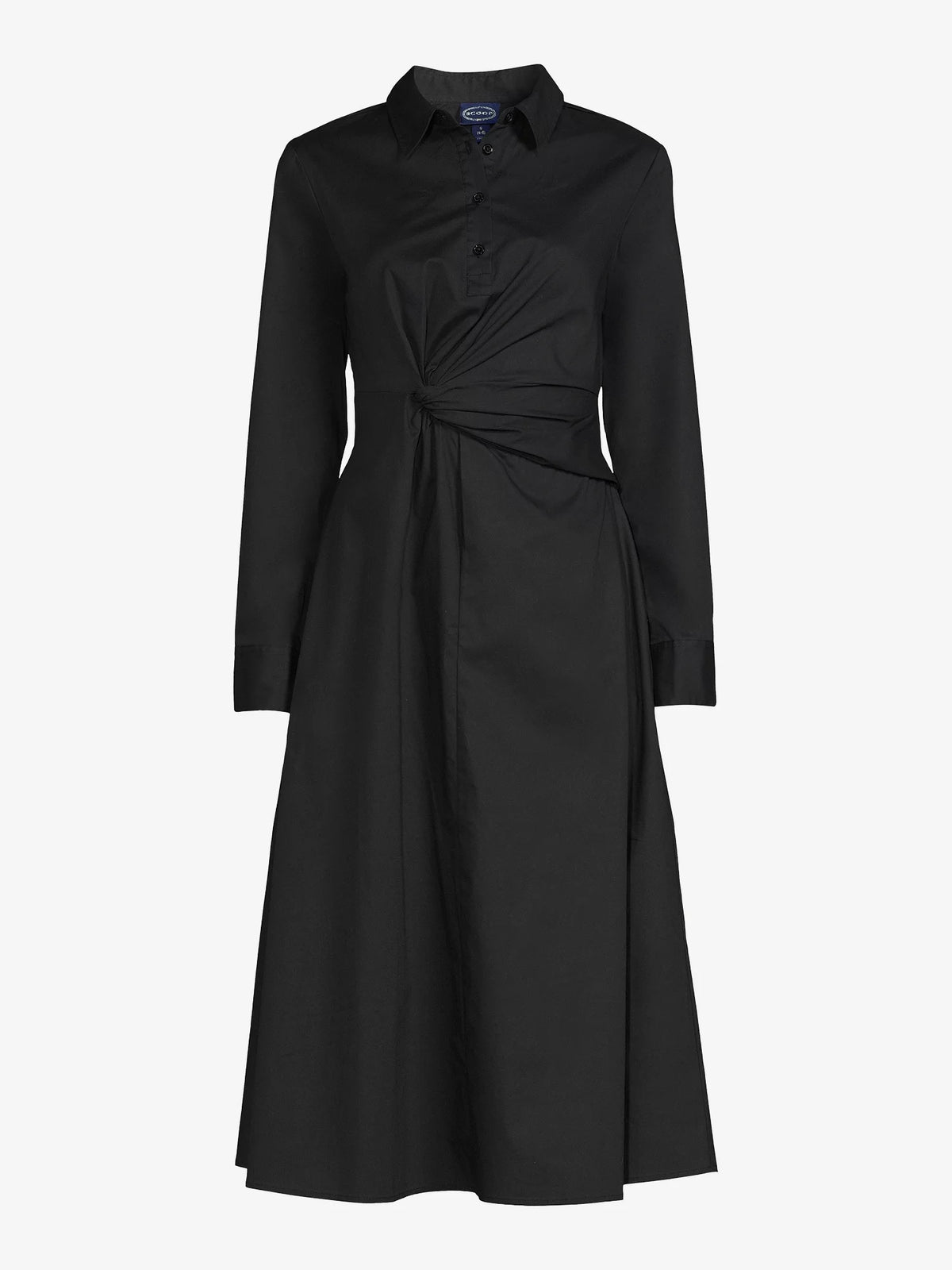 Women's Poplin Midi Shirt Dress with Long Sleeves J99295