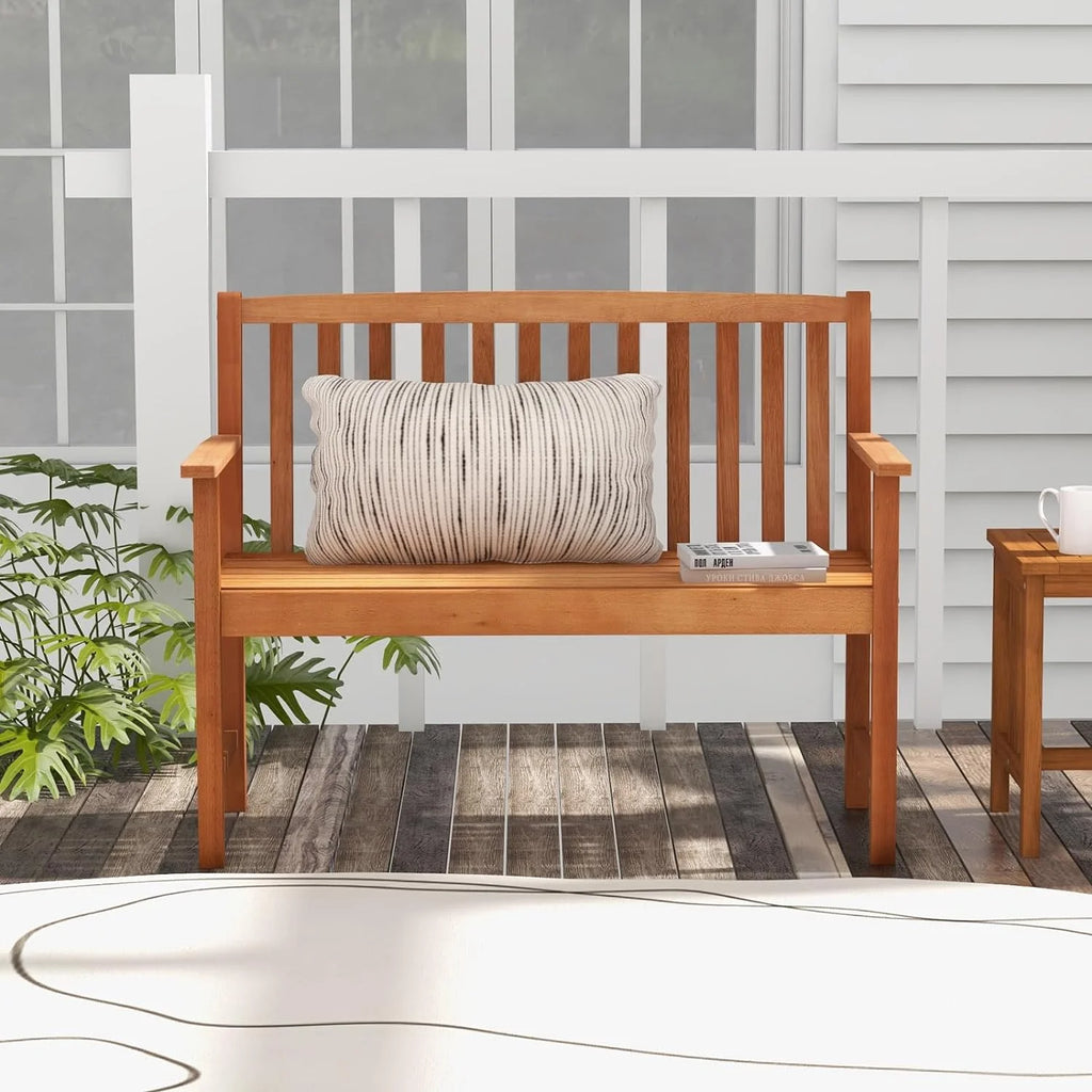 Eucalyptus Wood 2-Person Garden Bench with Backrest R103109