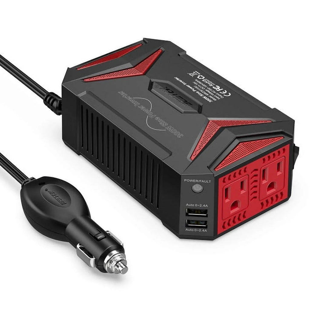 300W Pure Sine Wave Power Inverter 12V to 110V with Dual USB Ports V20135