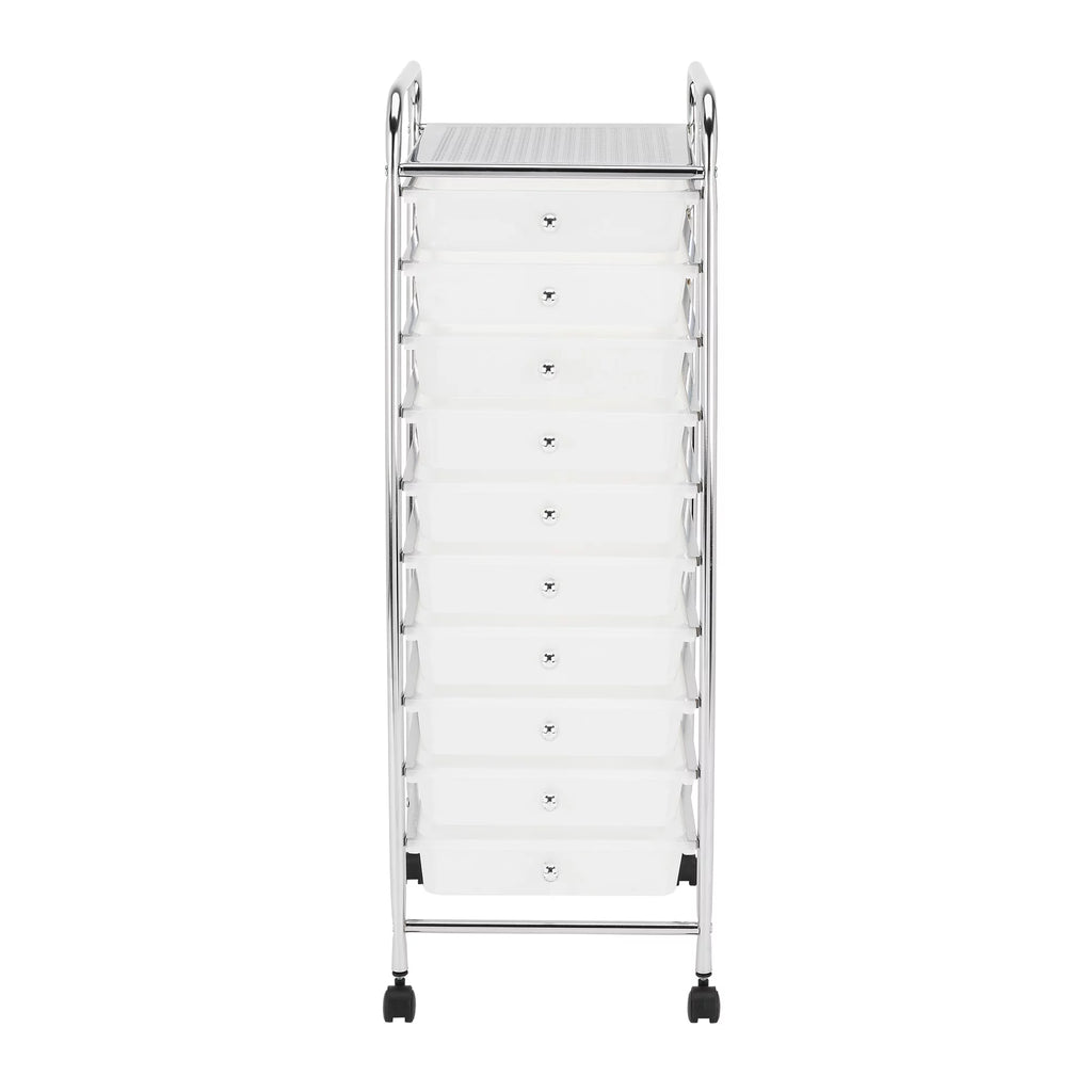 10 Drawer Mobile Cart White Chrome Q539551