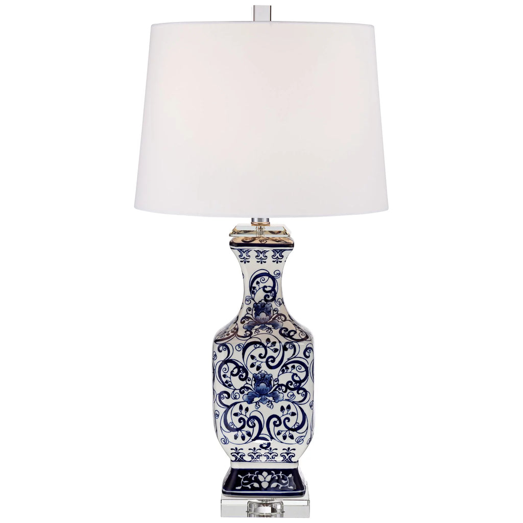 28" Tall Blue Floral Porcelain Table Lamp X664