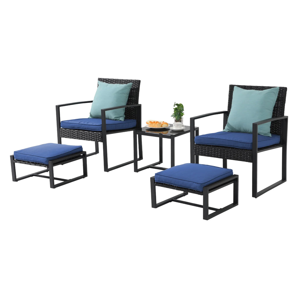 5-Piece Outdoor Furniture Set with Ottomans I94988