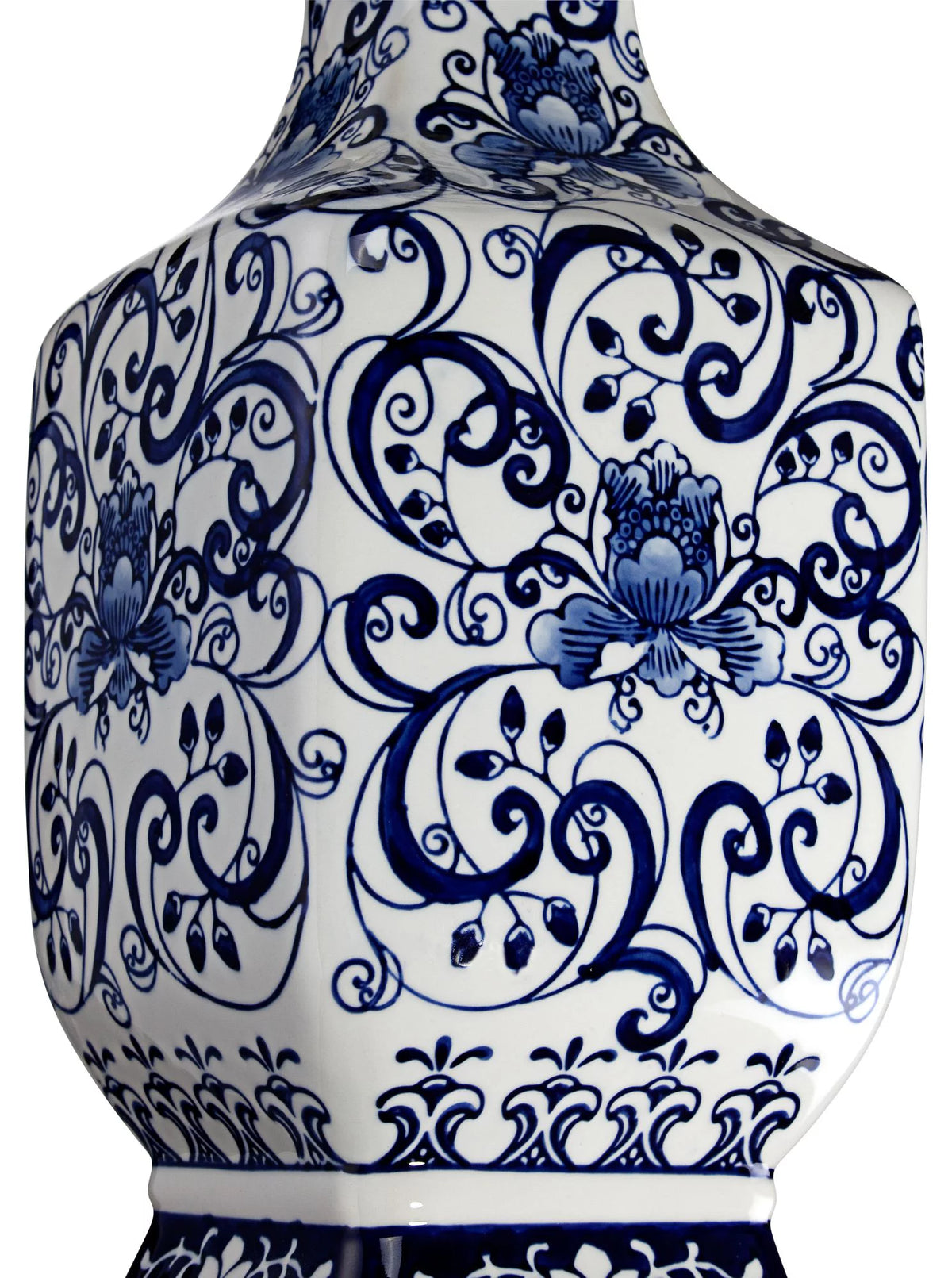 28" Tall Blue Floral Porcelain Table Lamp X664