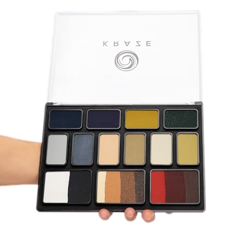 12 Color Water Activated Face Paint Palette with 2 Brushes E75669