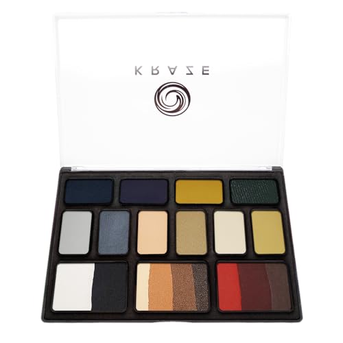 12 Color Water Activated Face Paint Palette with 2 Brushes E75669