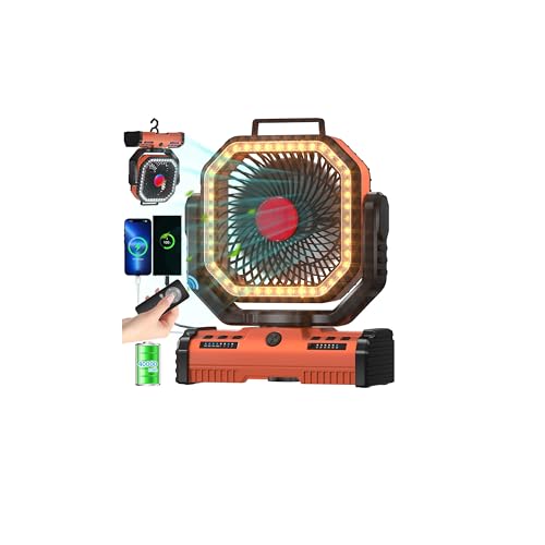 12 Inch 40000mAh Rechargeable Portable Oscillating Fan with LED Lantern Light D710