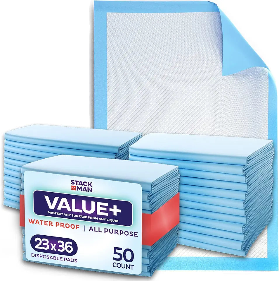 Disposable Underpads 50-Pack 23x36 Absorbent Leak Proof Bed Pads N2684