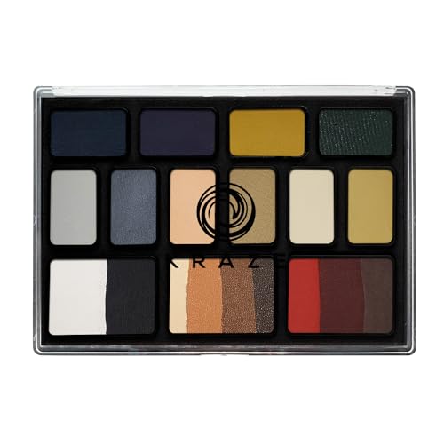 12 Color Water Activated Face Paint Palette with 2 Brushes E75669