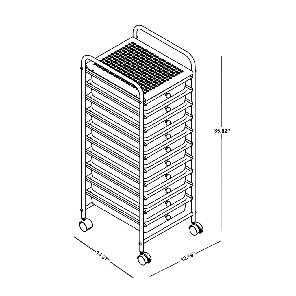 10 Drawer Mobile Cart White Chrome Q539551