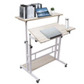 Adjustable Mobile Stand Up Desk with Wheels White Q553