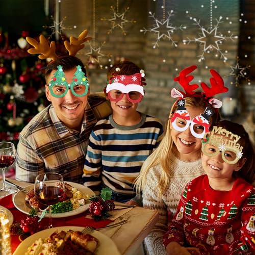 Christmas Photo Booth Props and 6 Pcs Glitter Glasses W217