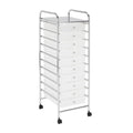 10 Drawer Mobile Cart White Chrome Q539551