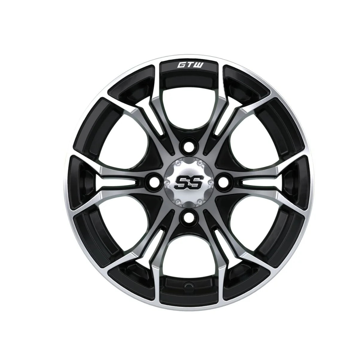 12 inch Black Machined Golf Cart Wheel with Street Tire Set of 4 D222