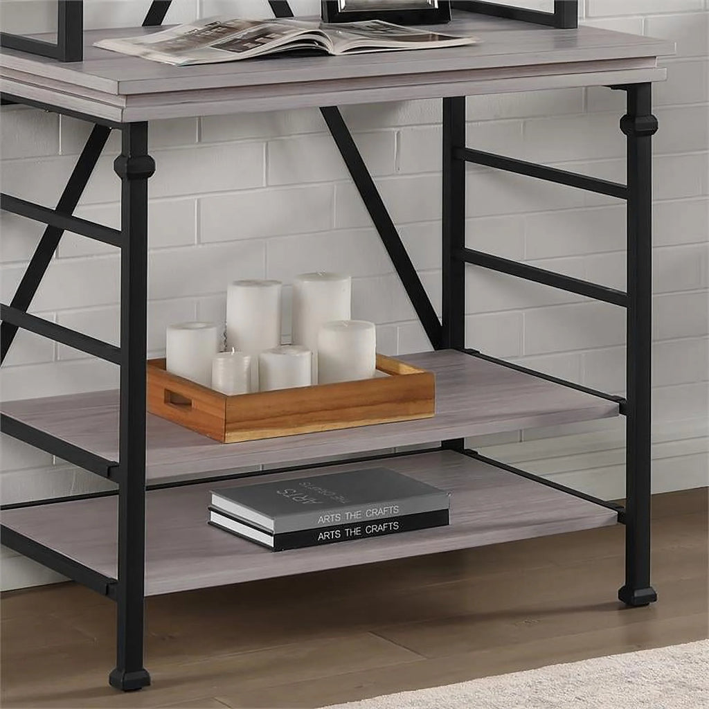 Antique White 6-Shelf Metal Bookcase B92553